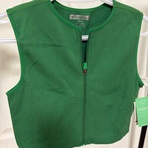 Forever 21 Vibrant Green Sleeveless Zip-Up